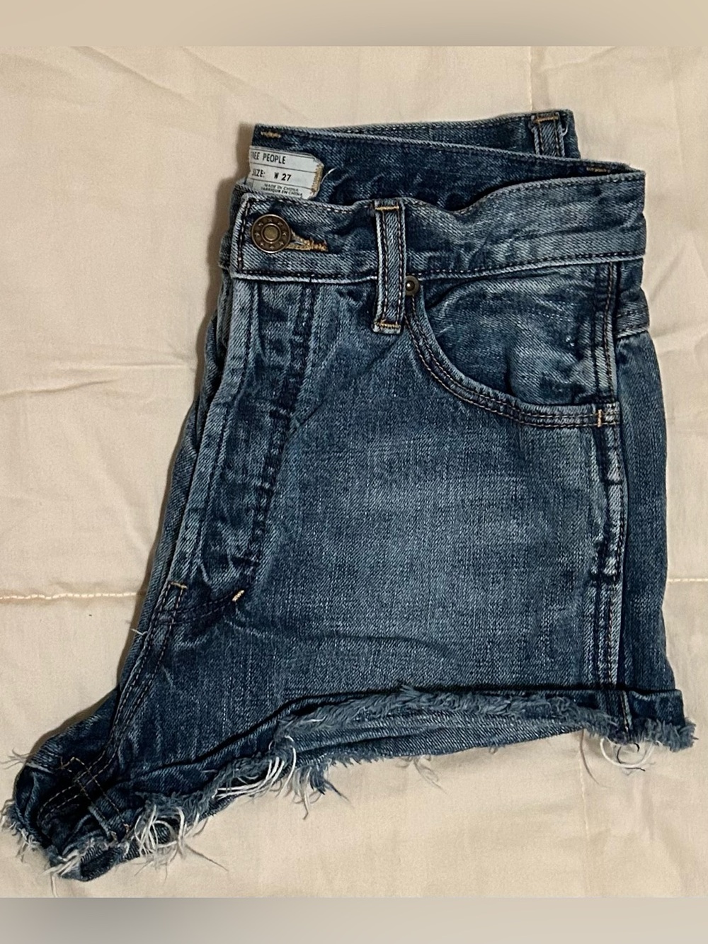 Free People Medium Blue Denim Jeans with Star-Stamped Button - Picture 7 of 9